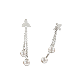 Trinity Earrings- | Mali's Canadian Jewellery  Mali's  1  Metal Part: Sterling Silver  - Trinity Silver Pearl chain earrings-| M