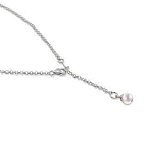 Rose Necklace- | Mali's Canadian Handmade Jewellery  Mali's  3  Metal Part: Sterling Silver  - Rose Silver Pearl Necklace- | Mal