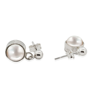 Rose Earrings- | Mali's Canadian Handmade Jewellery  Mali's  1  Metal Part: Sterling Silver  - Rose Silver Pearl chain earrings-