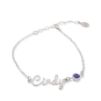 Sterling Silver Birthstone Name Bracelet - | Mali's Customized Jewellery Sterling Silver Birthstone Name Bracelet - | Mali's Customized Jewellery