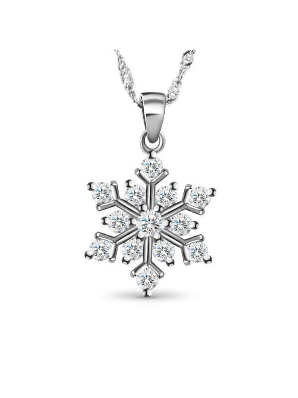 925 Sterling Silver Snowflake Necklace with Cubic Zirconia