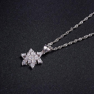 925 Sterling Silver Snowflake Necklace with Cubic Zirconia