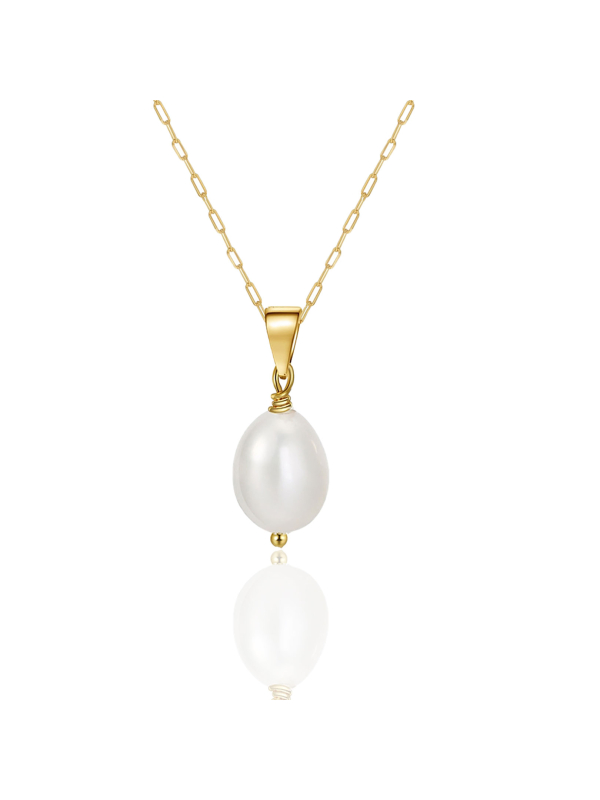 Gold Vermeil Natural Pearl Paperclip Necklace - Mali's Canadian Jewellery