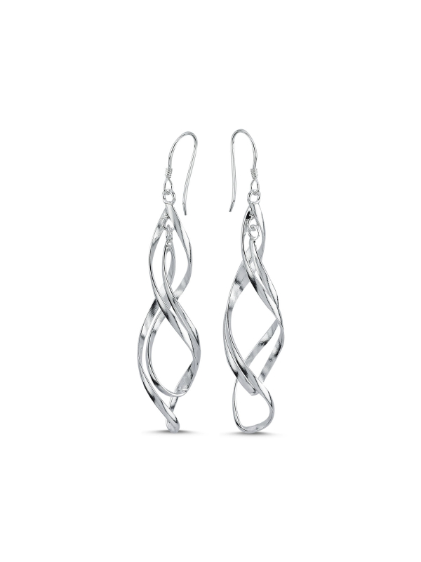 925 Sterling Silver Dangle Fish Hook Earrings