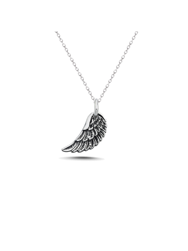 Sterling Silver Angel Wing Necklace- Mali's Canadian Fine Jewellery Mali's 1 Metal Part: Sterling Silver - Oxidized 925 Sterling