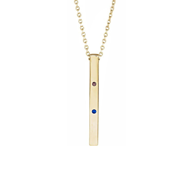 Sterling Silver Vertical Bar With Birthstone- Mali's Canadian Jewellery