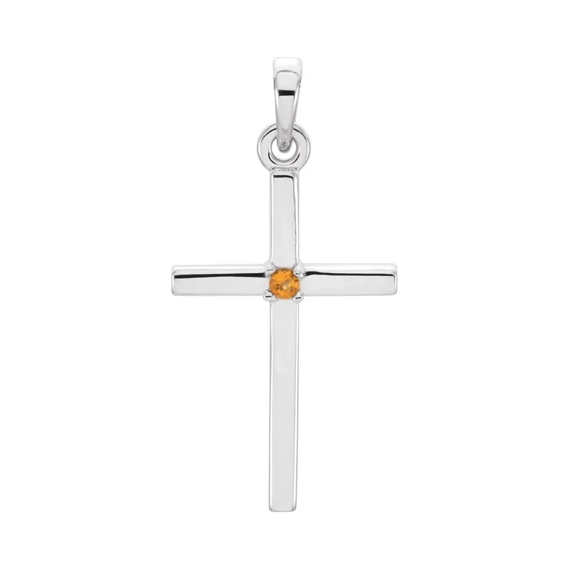 14K Natural Stone Cross Pendant