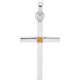 14K Natural Stone Cross Pendant