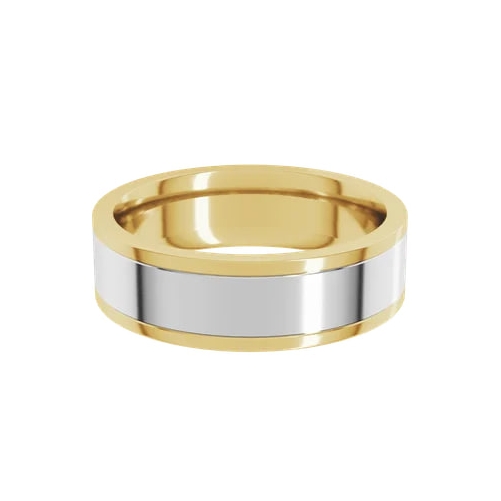 14 K Yellow/White Gold Comfort Fit Flat Band