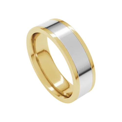 14 K Yellow/White Gold Comfort Fit  Flat Band
