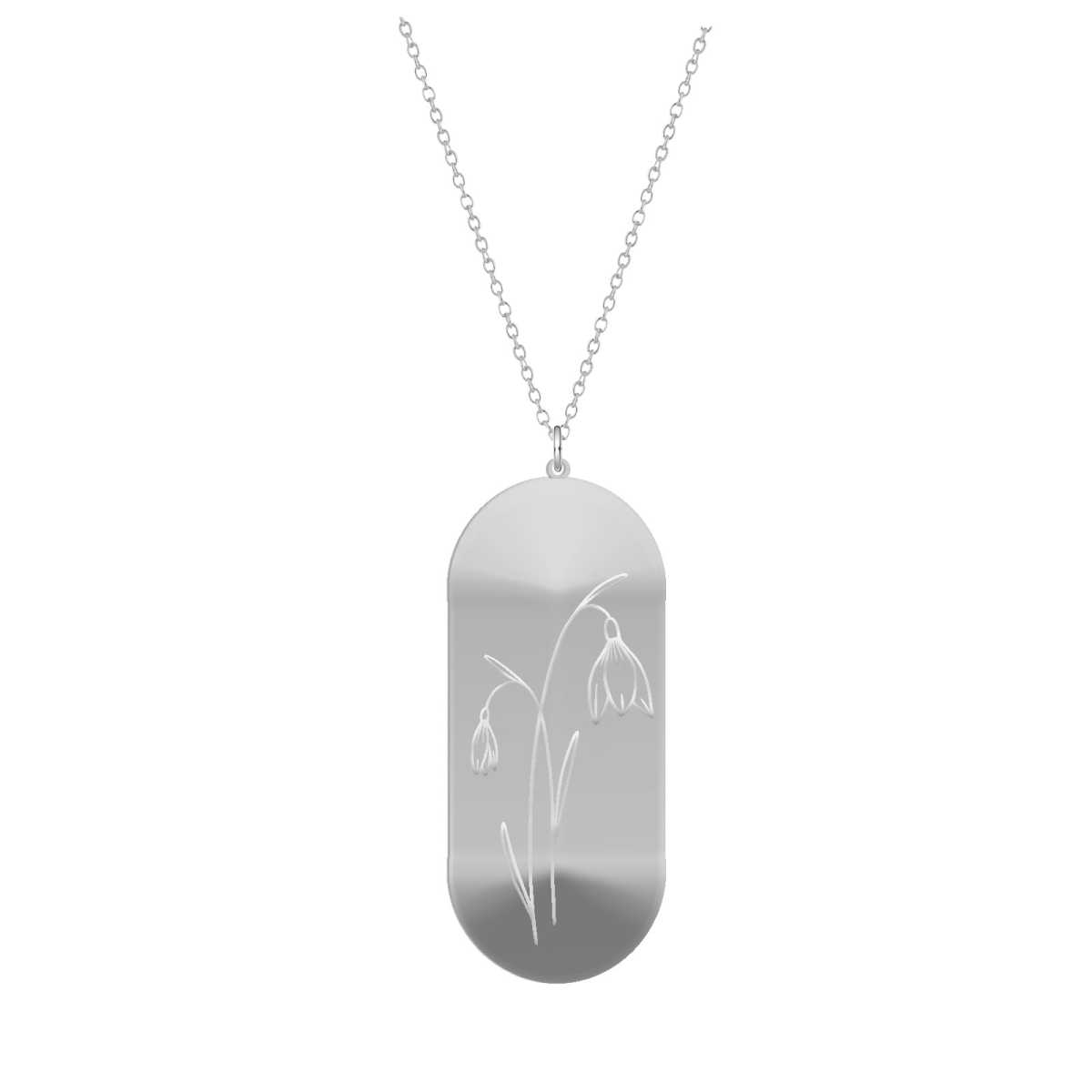 Birth Flower Necklace - | Mali's Canadian Jewelry Mali's 6 Metal Part: Sterling Silver - Birth Flower Necklace - Engraved Silver