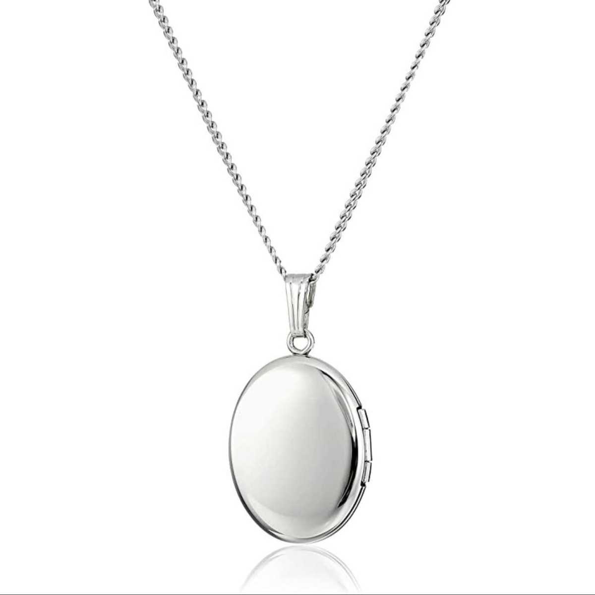 Sterling Silver Oval Locket - | Mali's Fashion Jewelry Mali's 1 Metal Part: Sterling Silver - Engravable Sterling Silver Oval Lo